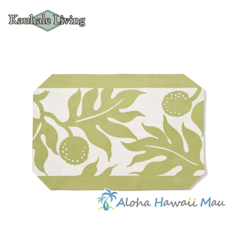 Kauhale Living カウハレ リビング ハワイアンランチョンマット 1枚 ウル柄 ホワイト