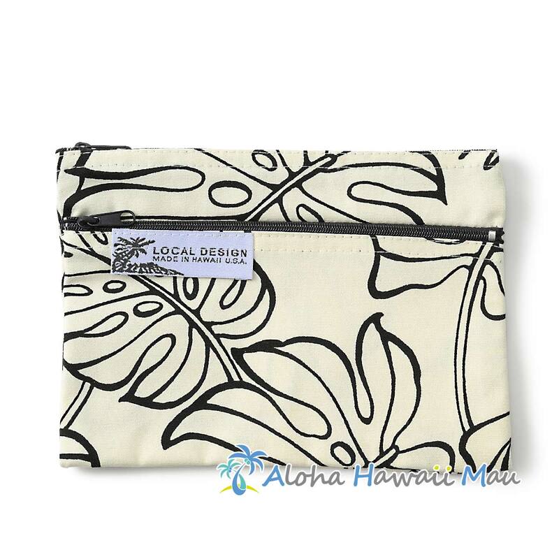 ハワイアンポーチ モンステラ柄 アイボリー LOCAL DESIGN ローカルデザイン