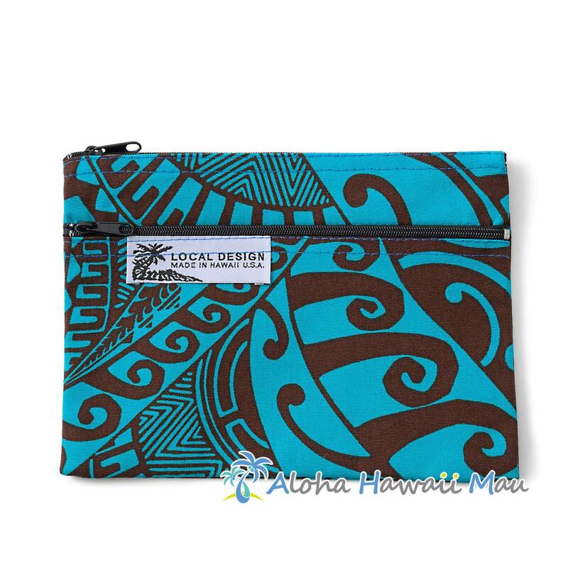 ハワイアンポーチ ポリネシアン柄 ターコイズブルー LOCAL DESIGN ローカルデザイン