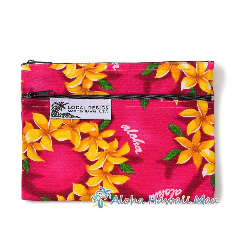 ハワイアンポーチ プルメリアレイ柄 ローズ LOCAL DESIGN ローカルデザイン