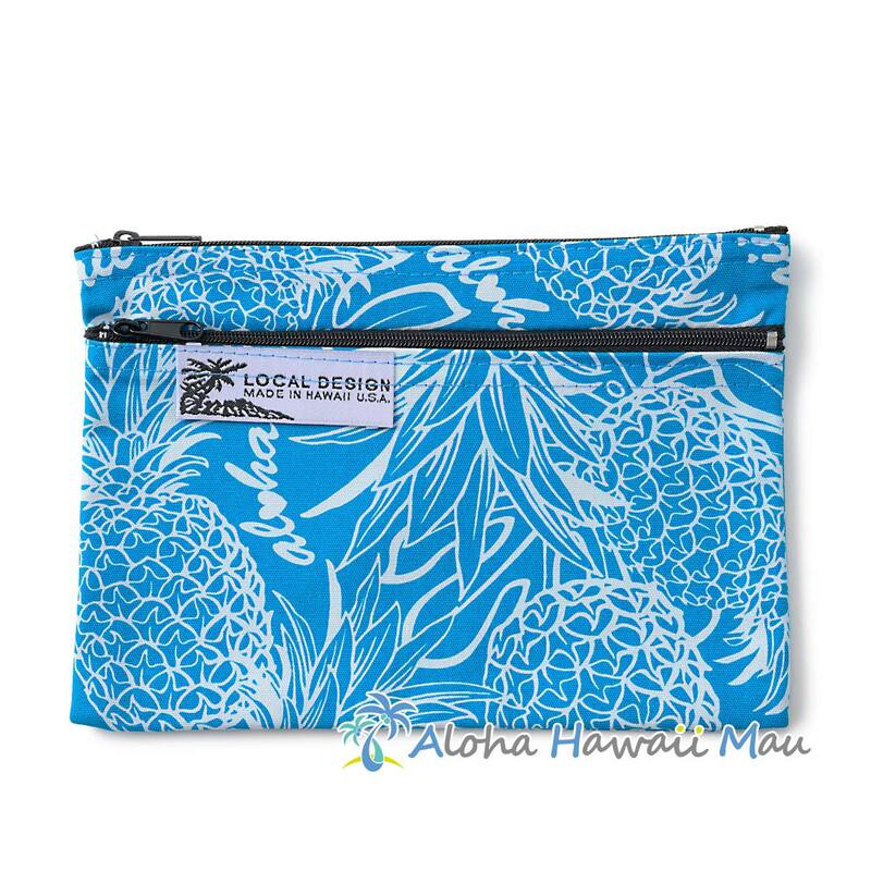 ハワイアンポーチ パイナップル柄 ターコイズブルー LOCAL DESIGN ローカルデザイン