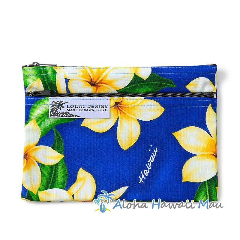 ハワイアンポーチ プルメリア柄 ブルー LOCAL DESIGN ローカルデザイン