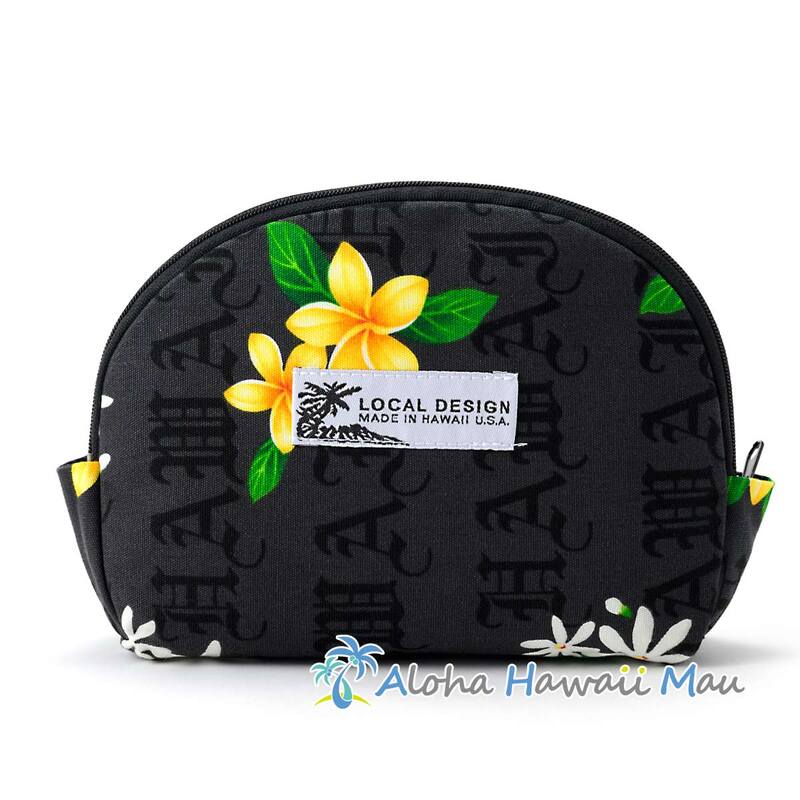 ハワイアンポーチ イエロープルメリア柄 ブラック Local Design ローカルデザイン