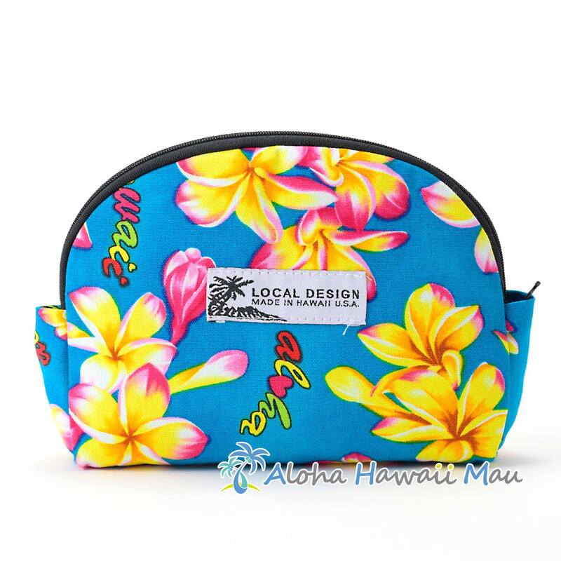 ハワイアンポーチ イエロープルメリア柄 ターコイズ Local Design ローカルデザイン