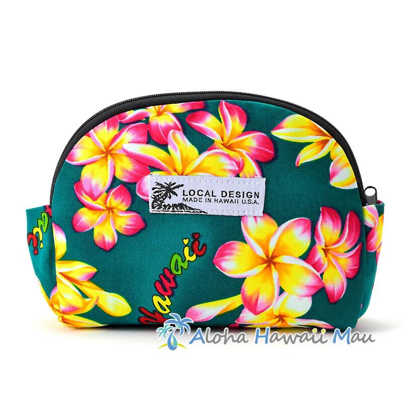 ハワイアンポーチ イエロープルメリア柄 グリーン Local Design ローカルデザイン