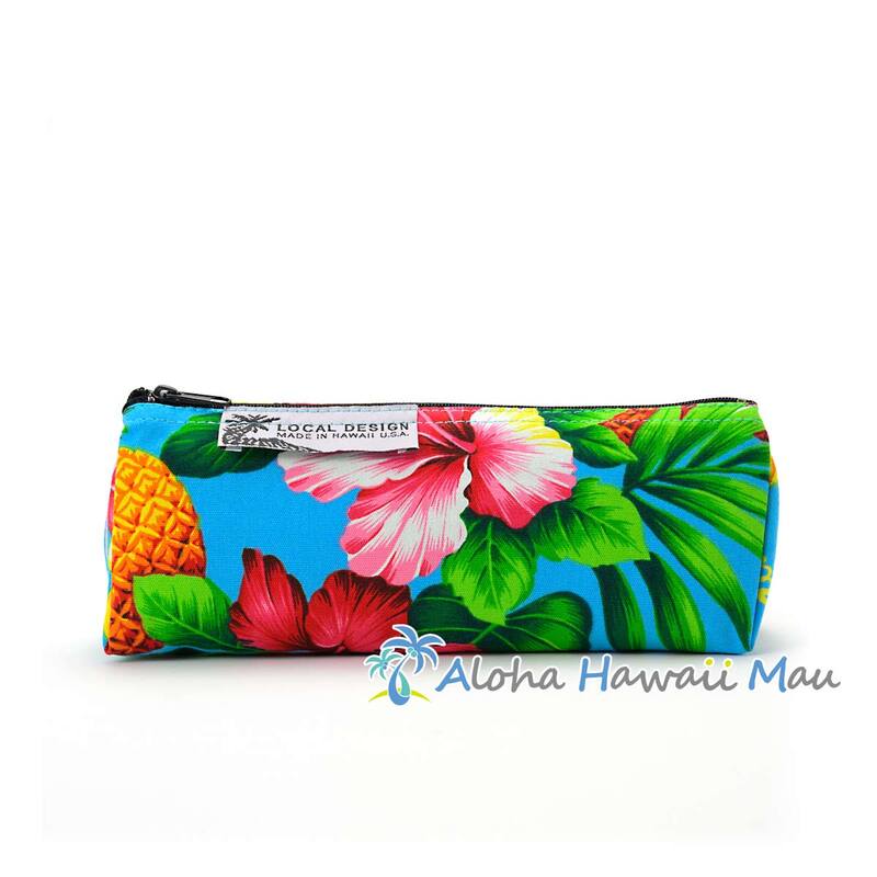 ハワイアン ペンケース パイナップル＆ハイビスカス柄 クリーム LOCAL
