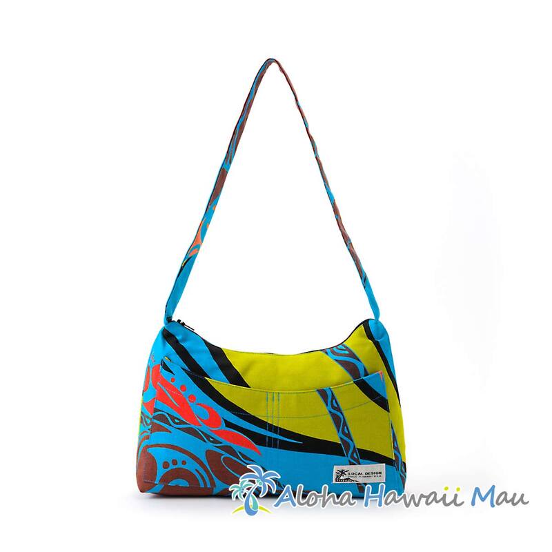 ハワイアン バッグ ミニショルダーバッグ ポリネシアン柄 ブルー LOCAL DESIGN ローカルデザイン