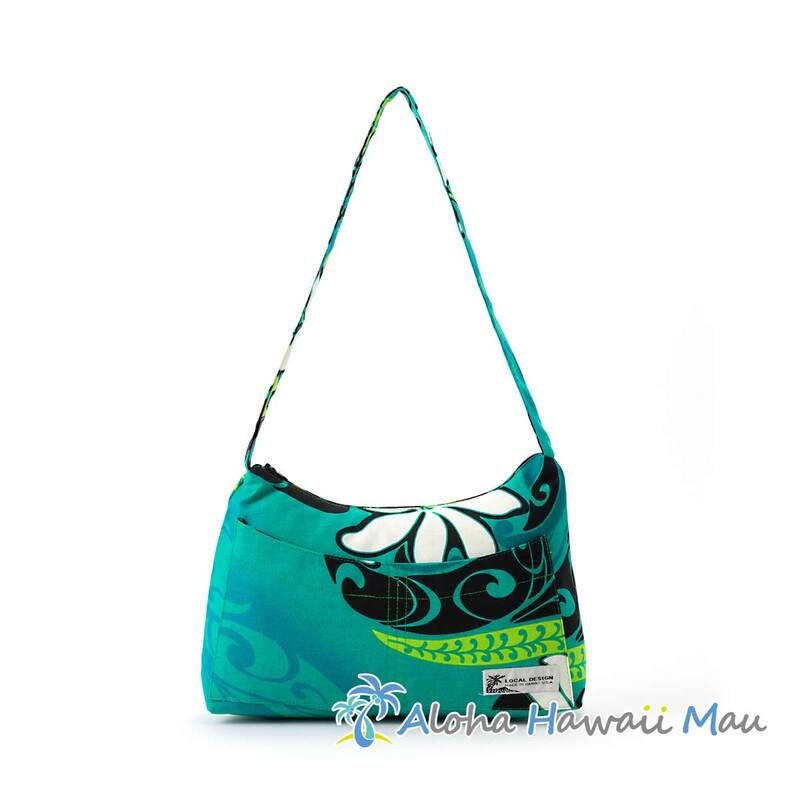 ハワイアン バッグ ミニショルダーバッグ トロピカルフラワー ティアレ柄 グリーン LOCAL DESIGN ローカルデザイン