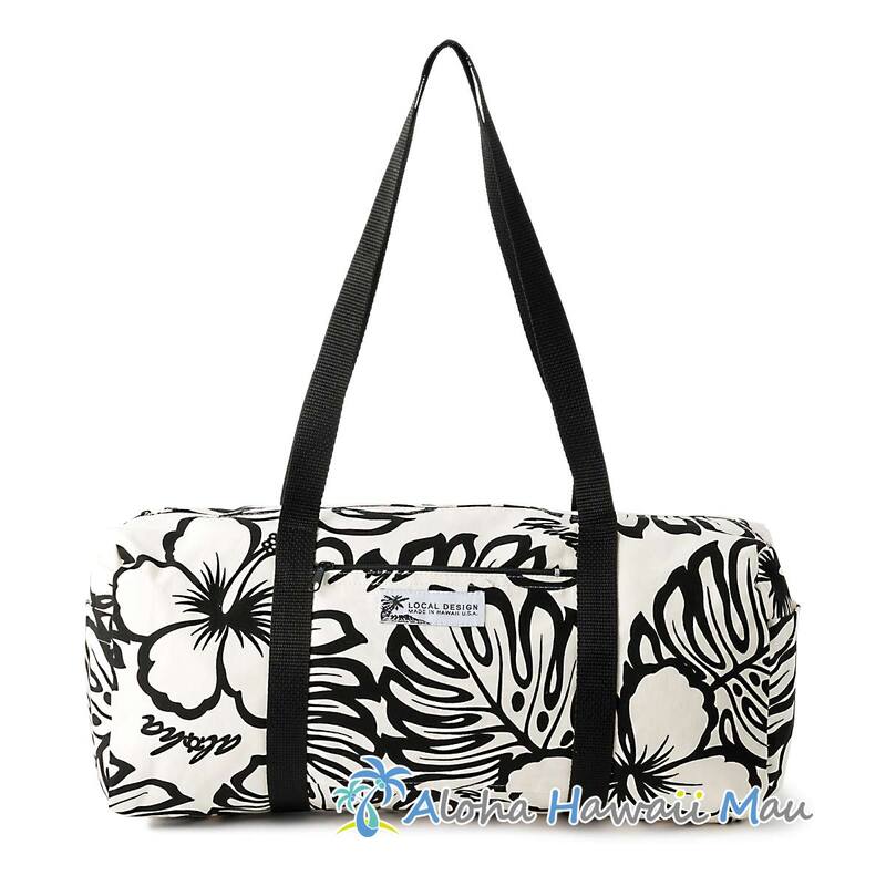 ハワイアン ミニボストンバッグ ダッフルバッグ ハワイアンバッグ ハイビスカス柄 ホワイト LOCAL DESIGN ローカルデザイン