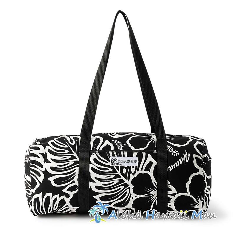 ハワイアン ミニボストンバッグ ダッフルバッグ ハワイアンバッグ ハイビスカス柄 ブラック LOCAL DESIGN ローカルデザイン