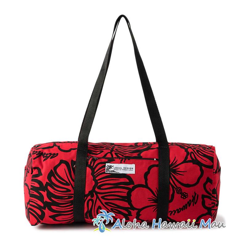 ハワイアン ミニボストンバッグ ダッフルバッグ ハワイアンバッグ ハイビスカス柄 レッド LOCAL DESIGN ローカルデザイン