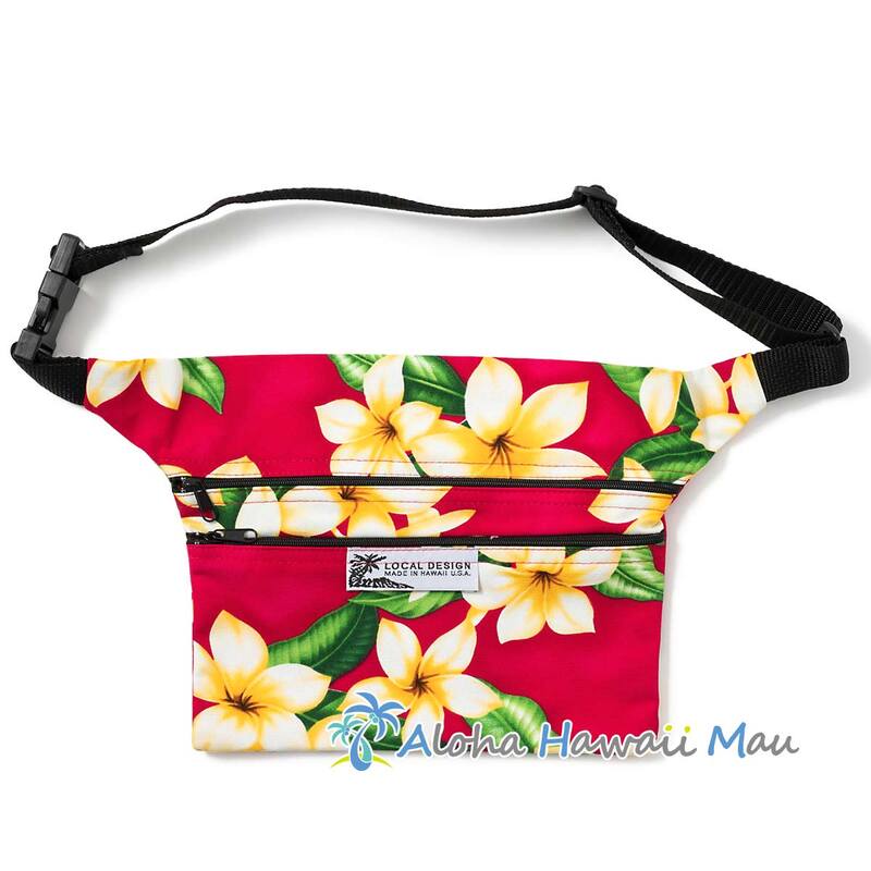 ハワイアン ウエストポーチ ボディバッグ ハワイアンバッグ プルメリア柄 ローズ LOCAL DESIGN ローカルデザイン