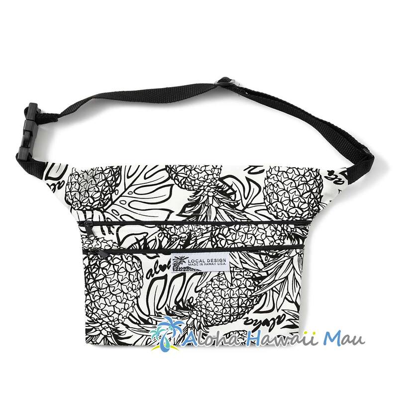 ハワイアン ウエストポーチ ボディバッグ ハワイアンバッグ パイナップル柄 ブラック LOCAL DESIGN ローカルデザイン