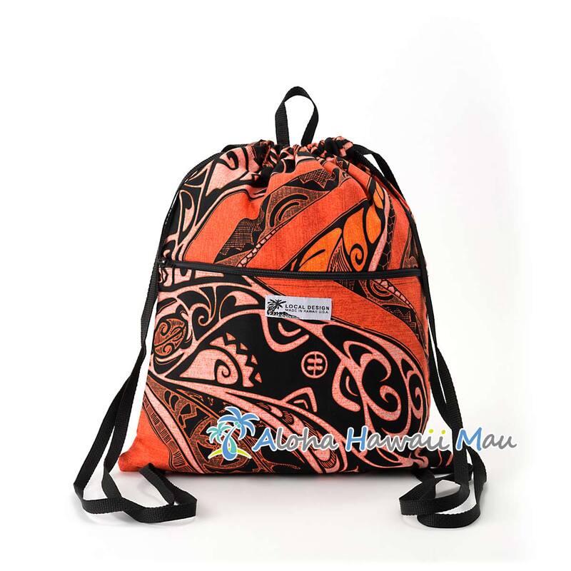 ハワイアン 巾着バッグパック ハワイアンリュック ポリネシアン柄
