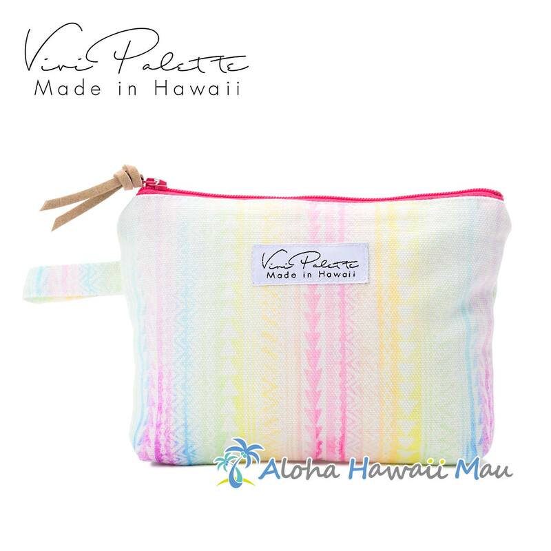 ハワイアン ポーチ 化粧ポーチ ハワイアンレインボー柄 Sサイズ Vivi Palette ビビ・パレット 