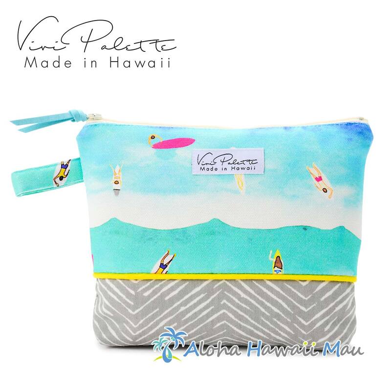 ハワイアン ポーチ 化粧ポーチ サーフタイム柄 Mサイズ Vivi Palette ビビ・パレット 