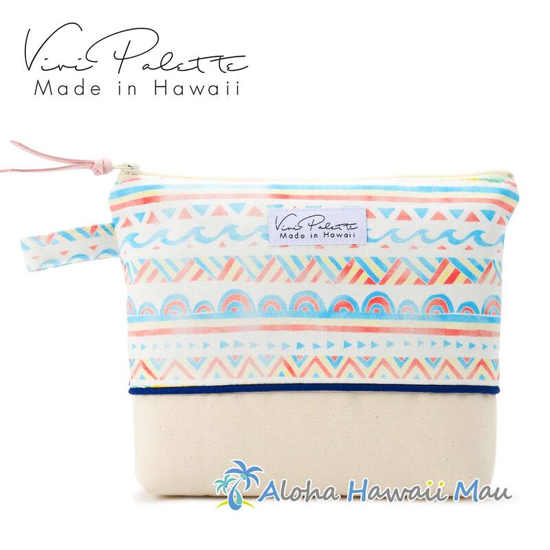 ハワイアン ポーチ 化粧ポーチ トライバル柄 Mサイズ Vivi Palette ビビ・パレット 
