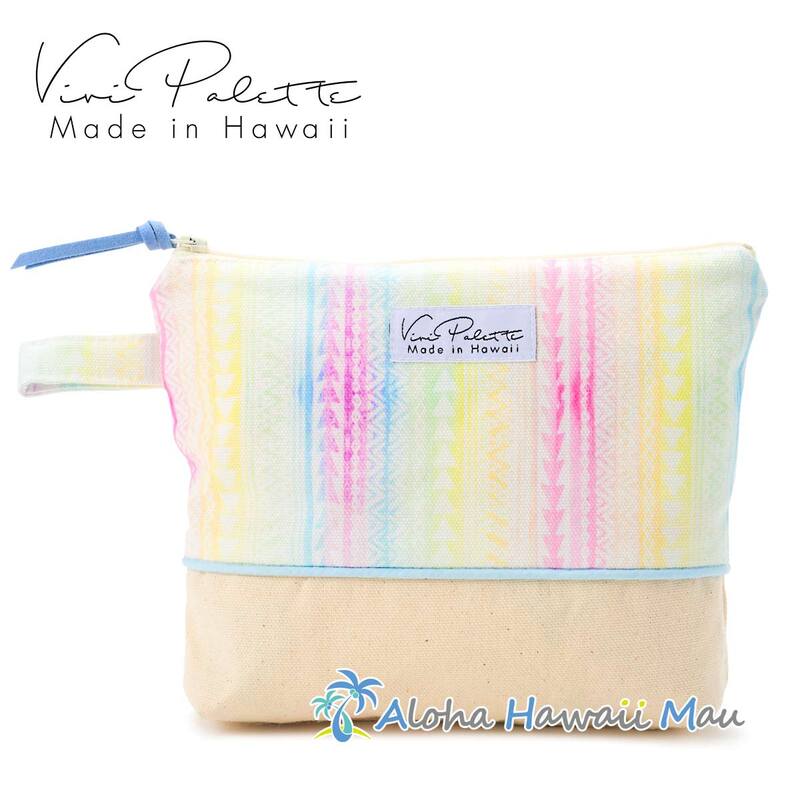 ハワイアン ポーチ 化粧ポーチ ハワイアンレインボー柄 Mサイズ Vivi Palette ビビ・パレット 