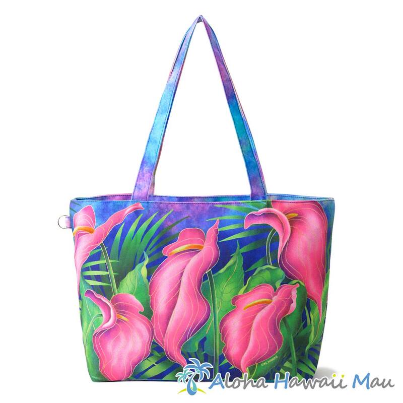 ハワイアン トートバッグ Mサイズ アイランド アンスリウム柄 KC Hawaii ケーシーハワイ