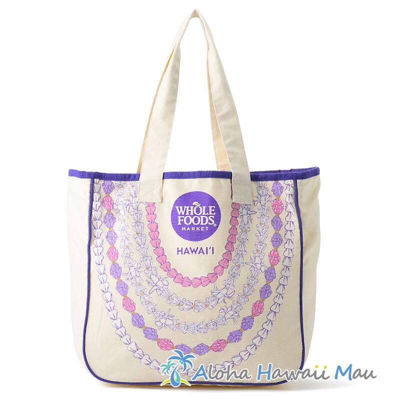 ♡新品未使用♡ Whole Foods Market トートバッグ (レイ) ハワイ限定〉ホールフーズマーケットトートバッグ レイ柄 エコバッグ