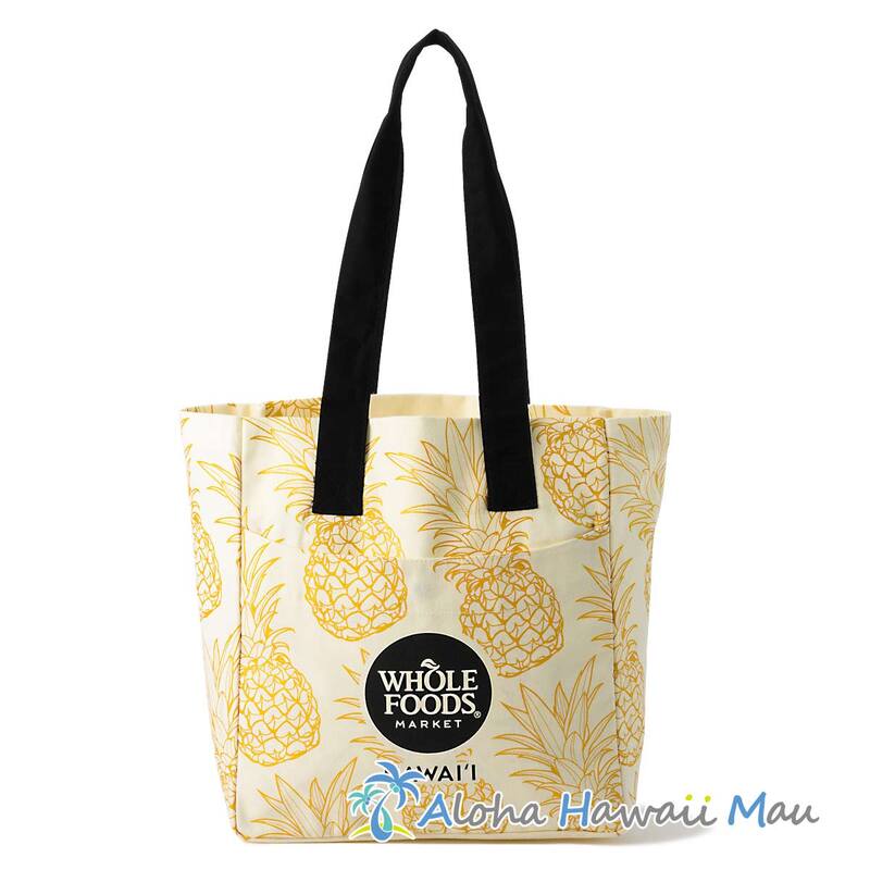 〈ハワイ限定〉ホールフーズマーケット トートバッグ パイナップル柄 ホワイト ハイドロトート エコバッグ WHOLE FOODS MARKET・ハワイ直輸入