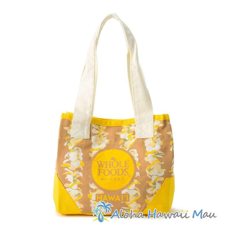 〈ハワイ限定〉ホールフーズマーケット ミニトートバッグ プルメリアレイ柄 エコバッグ WHOLE FOODS MARKET・ハワイ直輸入