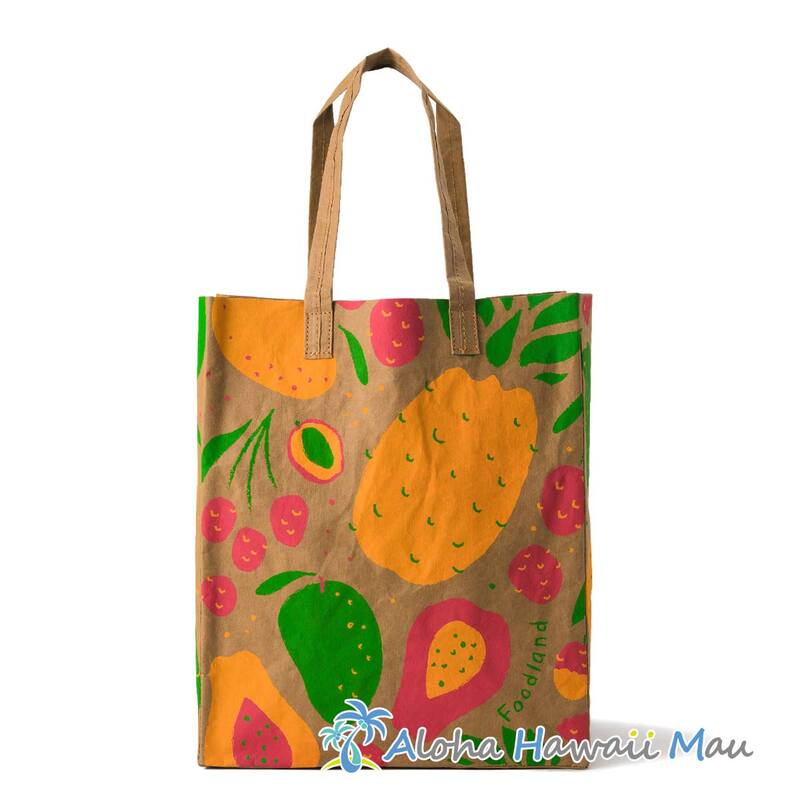 〈ハワイ限定〉フードランド ペーパーエコバッグ トロピカルフルーツ柄 リユーザブル トートバッグ Foodland・ハワイ直輸入