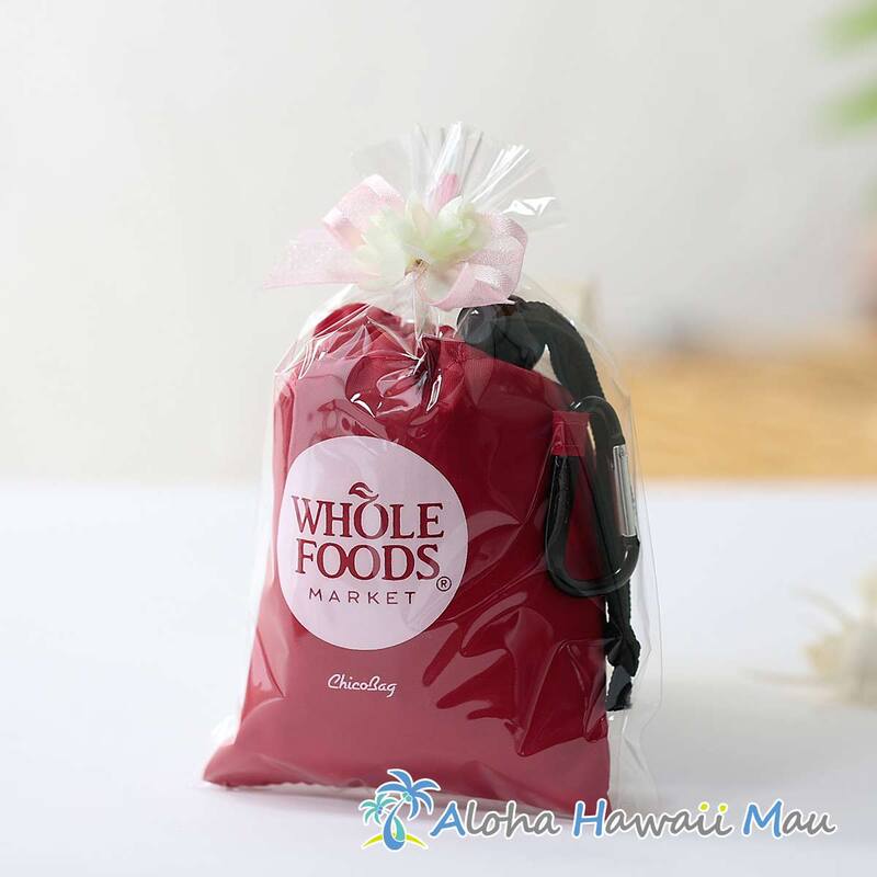 ホールフーズマーケット折りたたみ エコバッグ〈チャーム付リボンラッピング〉CHICO BAG リユーザブル バッグ ハワイギフト WHOLE FOODS MARKET・ハワイ直輸入