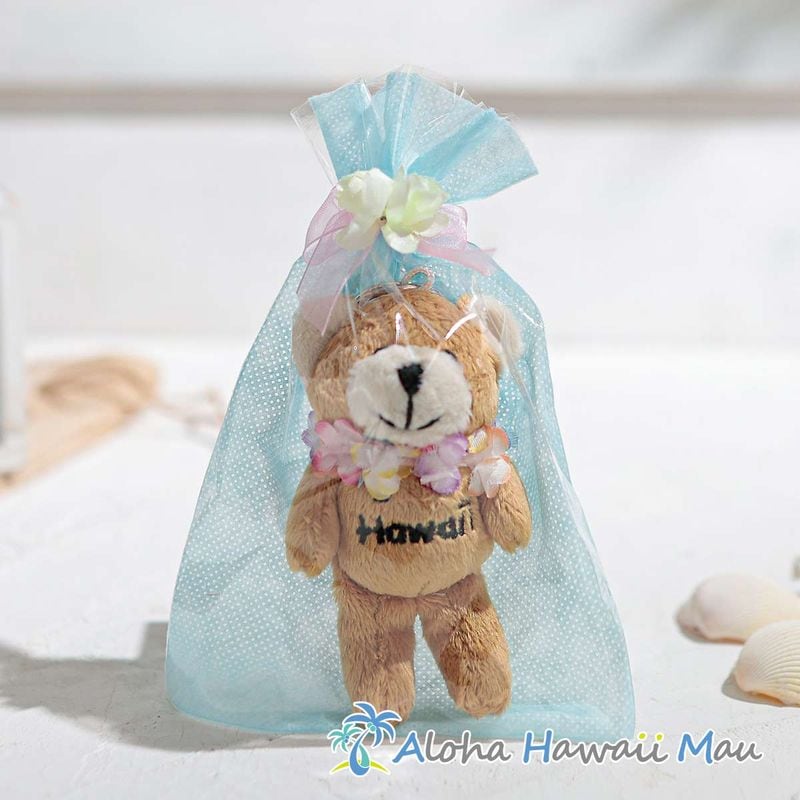 ハワイアンキーホルダー レイ ベア〈チャーム付リボンラッピング〉ぬいぐるみ キーホルダー