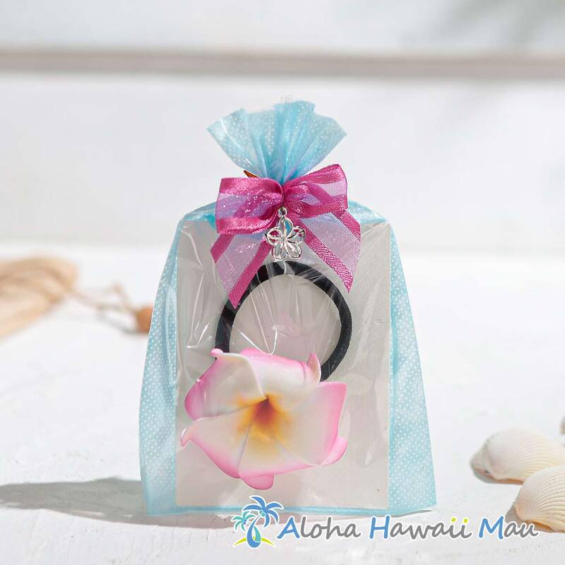 プルメリア ヘアゴム He Pua Nani 6カラー ハワイアン ヘアアクセサリー〈チャーム付リボンラッピング〉ハワイアン ギフト ラッピング