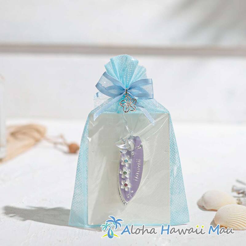 ハワイアンマグネット サーフボード プルメリア＆ホヌ 3カラー〈チャーム付リボンラッピング〉ハワイアン ギフト ラッピング