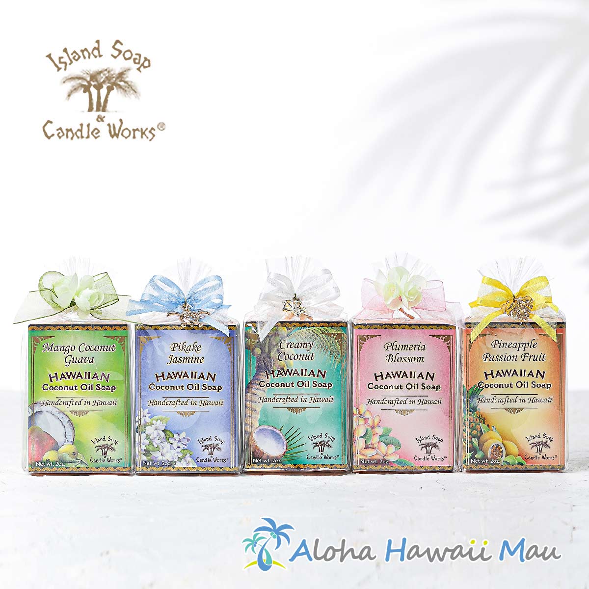 ハワイアン ココナッツソープ 50g 5つの香り〈チャーム付リボンラッピング〉ハワイギフト Island Soap＆Candle Works アイランドソープ＆キャンドルワークス