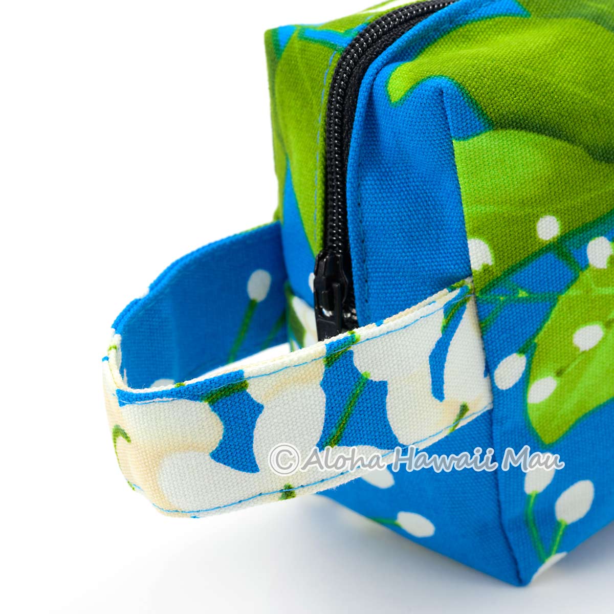 ハワイアンポーチ ピカケ柄 ブルー スクエアポーチ Local Design