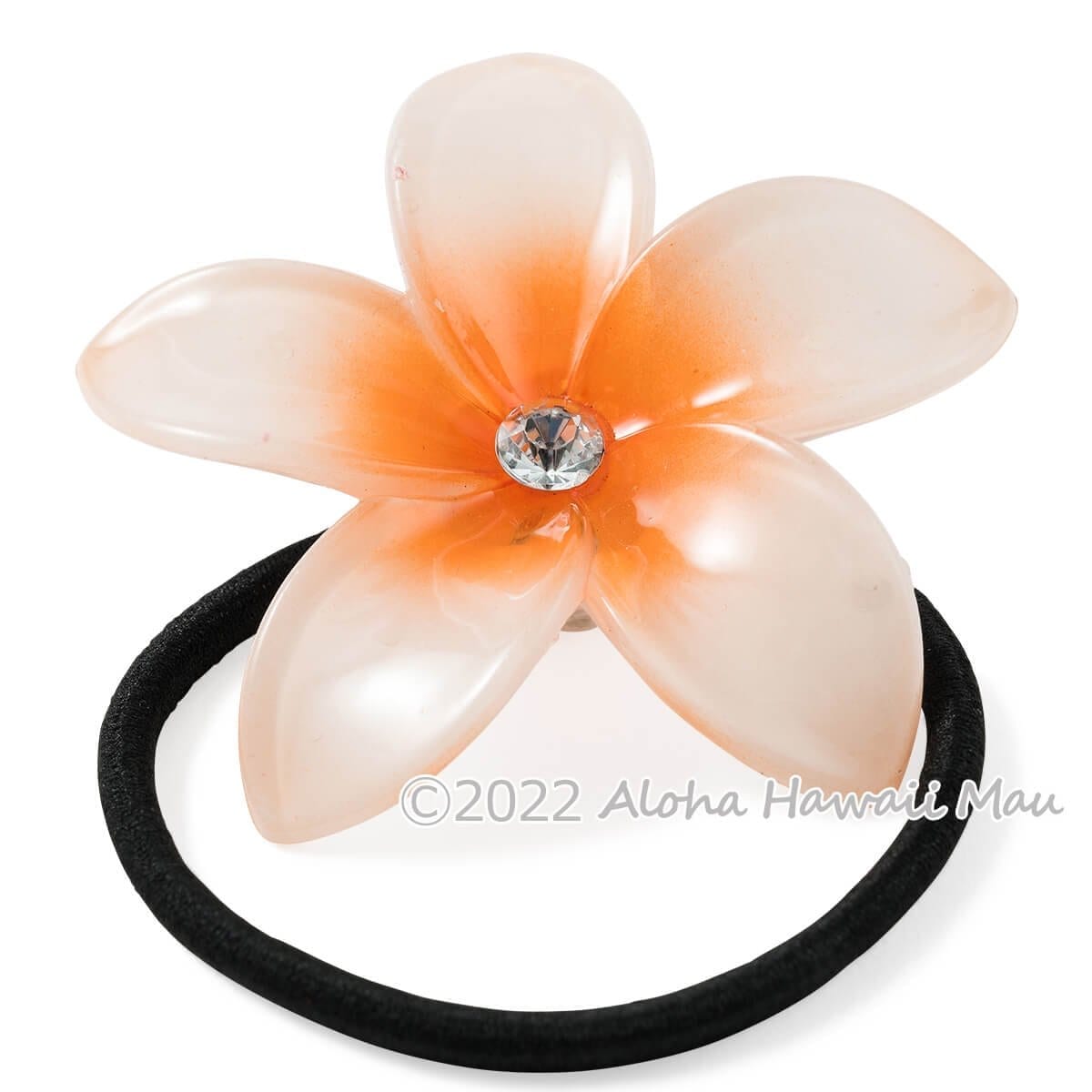 プルメリア ヘアゴム オレンジ ハワイアン ヘアアクセサリー