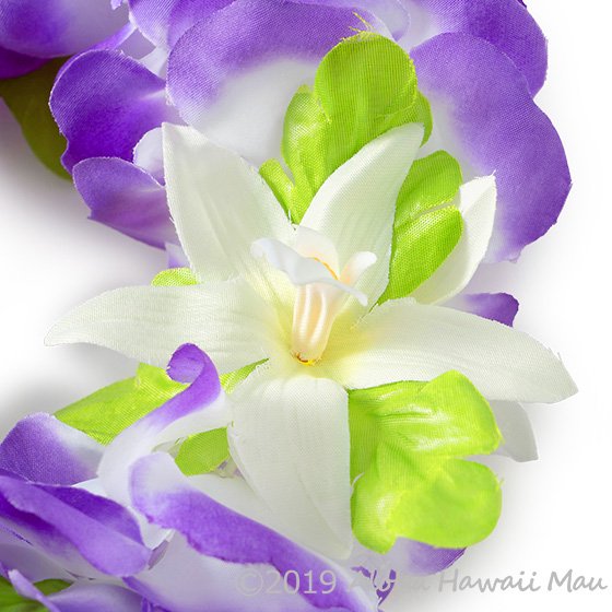 フラダンス ヘッドバンド（ポォ）フラワーヘッドバンド  パープル/ホワイト