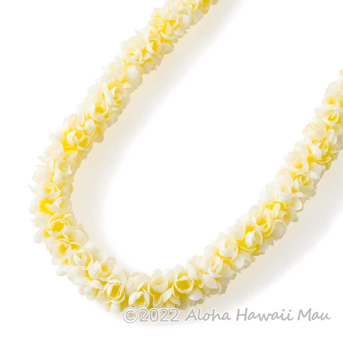 ピカケ ダブル ロングレイ ホワイト/イエロー フラ ハワイ レイ