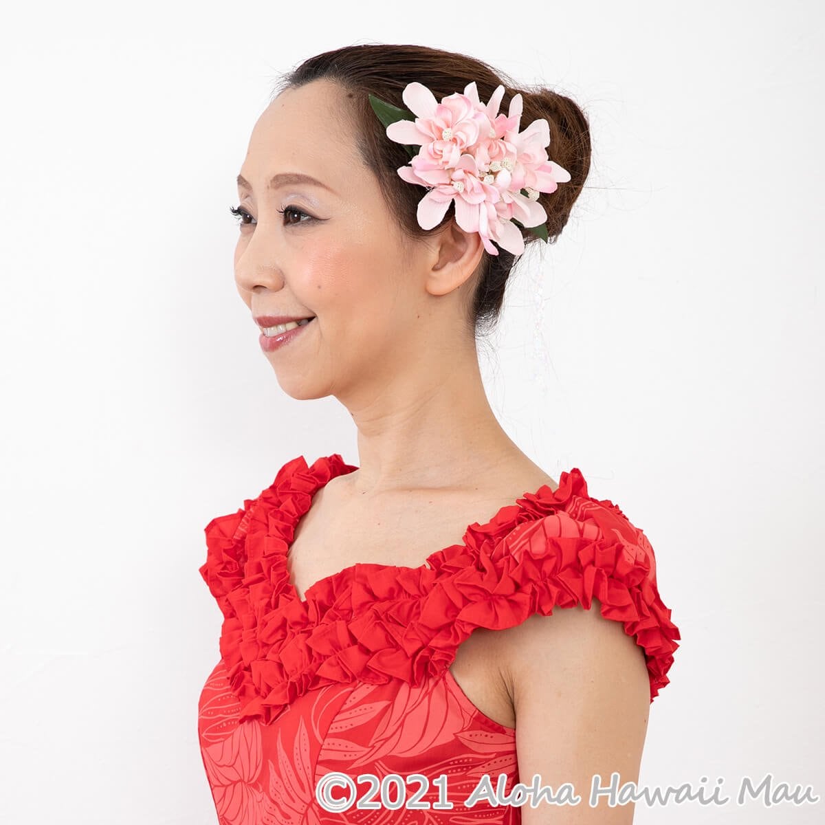 フラダンス 髪飾り アイランド チューブローズ 髪飾り M ピンク