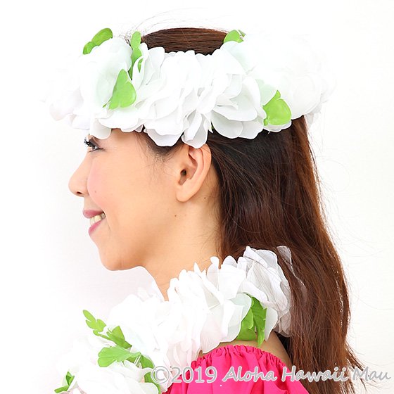 フラダンス ヘッドバンド（ポォ） フラワーヘッドバンド ホワイト