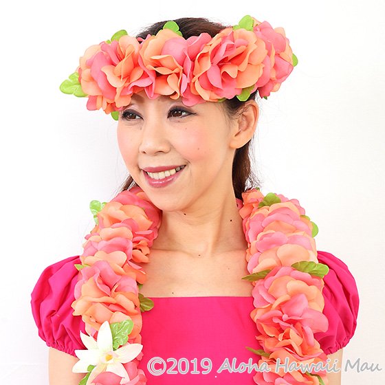 フラダンス ヘッドバンド（ポォ） フラワーヘッドバンド ピーチ/ピンク