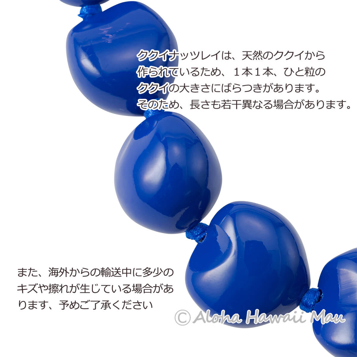 フラダンス レイ ククイチョーカー ブルー