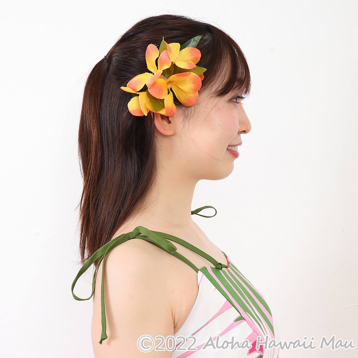プルメリア フラ ヘアクリップ オレンジ Mサイズ フラ 髪飾り