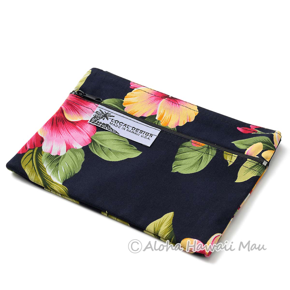 ハワイアンポーチ ハイビスカス柄 ブラック LOCAL DESIGN ローカル