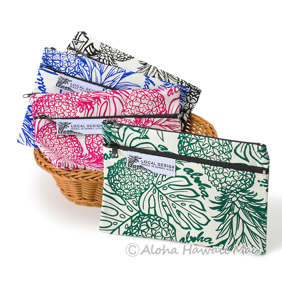 ハワイアンポーチ パイナップル柄 ブルー LOCAL DESIGN ローカル