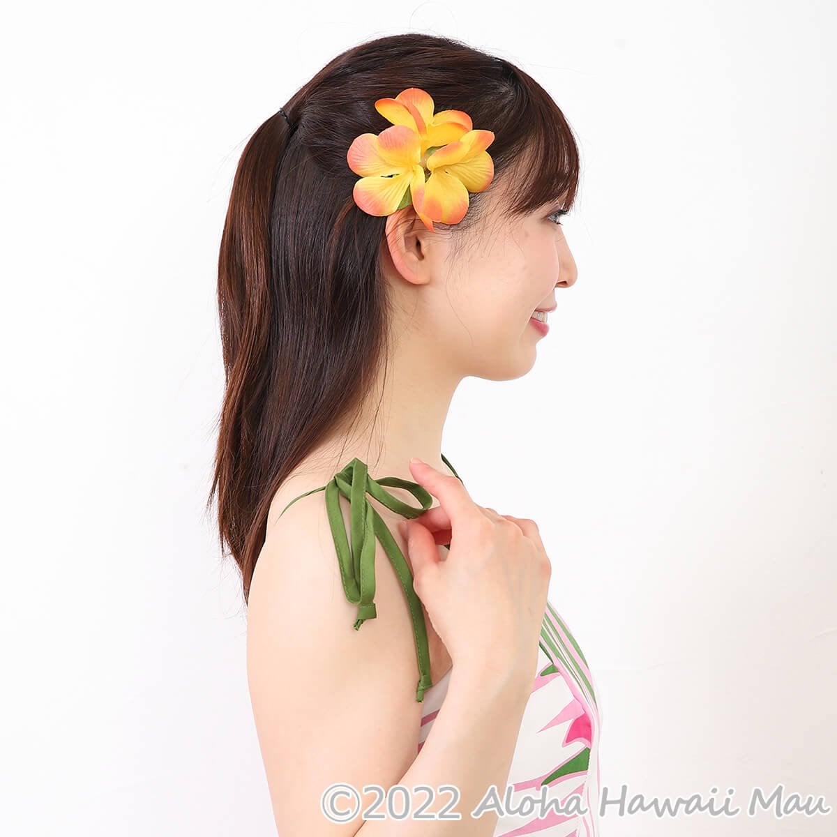プルメリア フラ ヘアクリップ オレンジ Sサイズ フラ 髪飾り