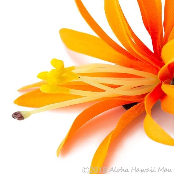 フラダンス 髪飾り スパイダーリリー ヘアクリップ オレンジ