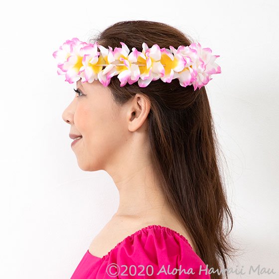 フラダンス ヘッドバンド（ポォ）プルメリアプナ ピンクイエロー