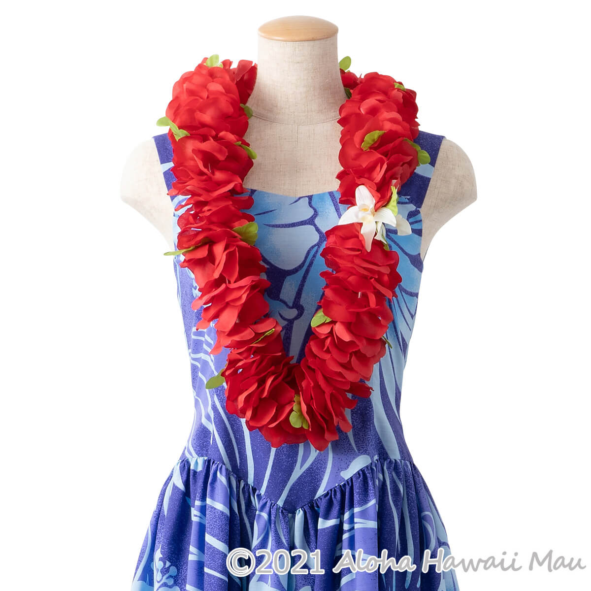 フラダンス用 花柄フレアドレス　お値下げしました フラダンス レイ フラワーレイ レッド 赤 | フラダンスアイテム