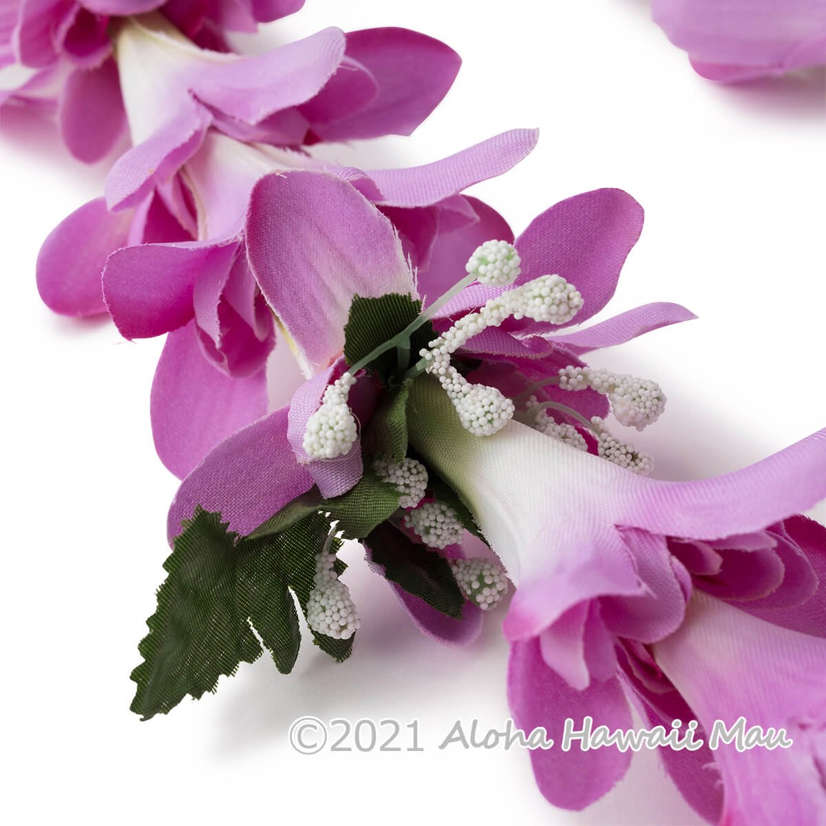 アイランド チューブローズ  ブロッサム ファーン レイ パープル フラダンス レイ