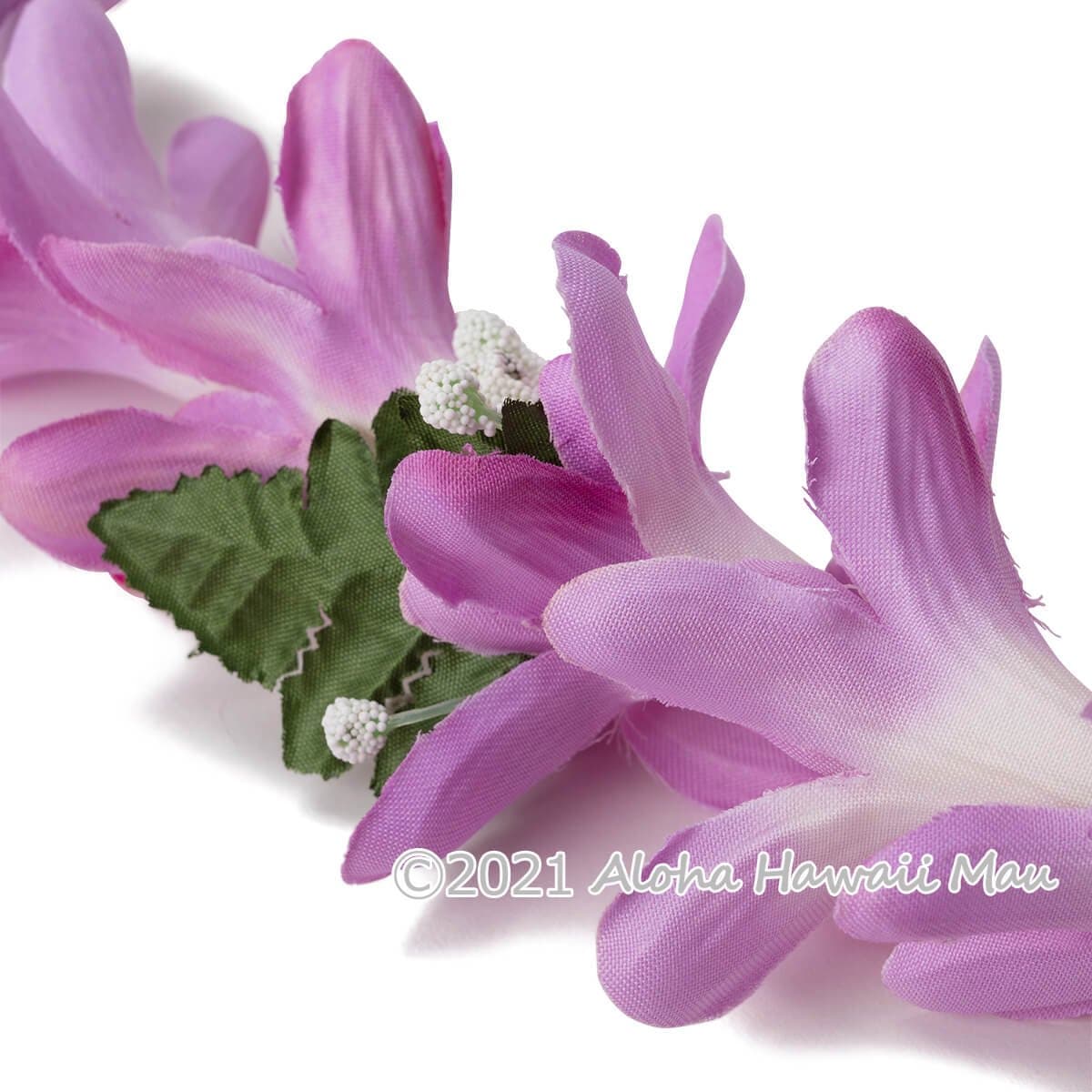 アイランド チューブローズ  ブロッサム ファーン レイ パープル フラダンス レイ