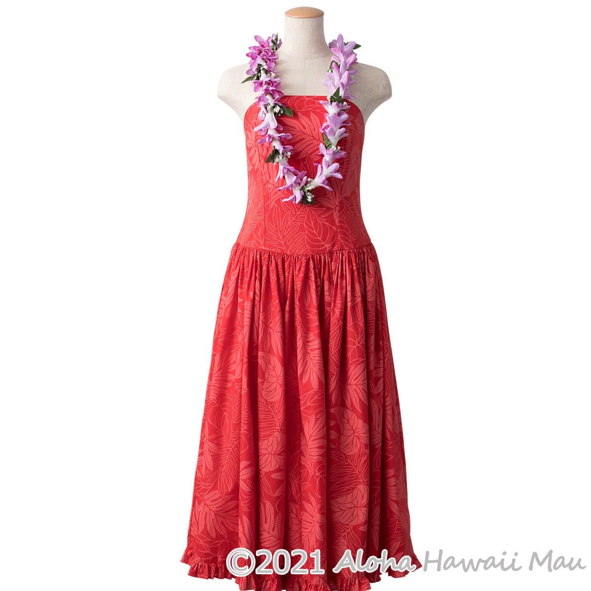 アイランド チューブローズ  ブロッサム ファーン レイ パープル フラダンス レイ